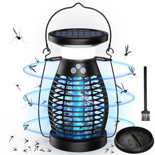 Mosquito Killer Lamp, Electric Fly Killer Fly Zapper 2 in 1 Flies Trap, UV Mosquito Killers Flies Catcher 360° Bug Zapper, USB Rechargeable Safe Insect Killers Outdoor Indoor for Home Backyard Camping