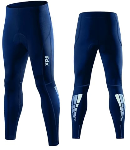 FDX Men Cycling Tights 3D Padded Lightweight Breathable Bike Pants Navy L