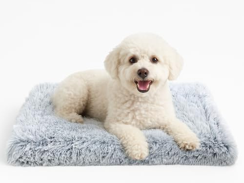 DONWEI Small Dog Bed, Washable Dog Crate Mattress, Dog Cushion with Anti-Slip Bottom Pet Beds for Dogs, 50x40x5cm, Grey
