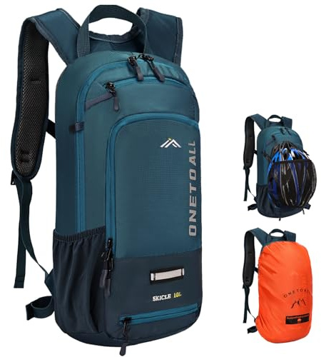 LOCAL LION Mochila Bicicleta Montaña 10 Litros, Mochila Ciclismo, Mochila MTB Pequeña Ligera con Funda Impermeable y Funda Casco para Bici Enduro Running Esqui Ski para Hombre y Mujer