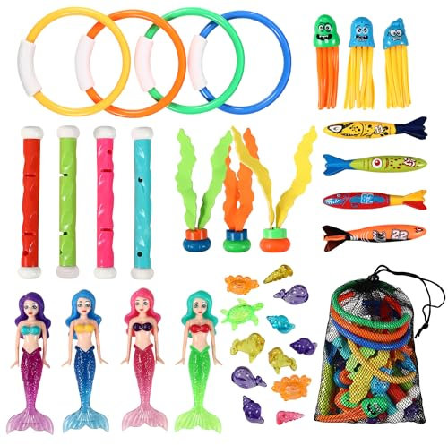 Tauchspielzeug-Set,35 Stück Tauchspielzeug für Kinder,Poolpartys für Strandspiele, Wassersport，Pool Spielzeug geeignet für Kinder im Alter von 3-12 Jahren