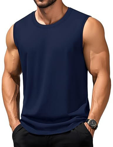 TACVASEN Canotta Uomo Palestra Senza Maniche Corsa Canotta Estate Traspirante Maglia Muscolare Canotta Blu Marino 3XL