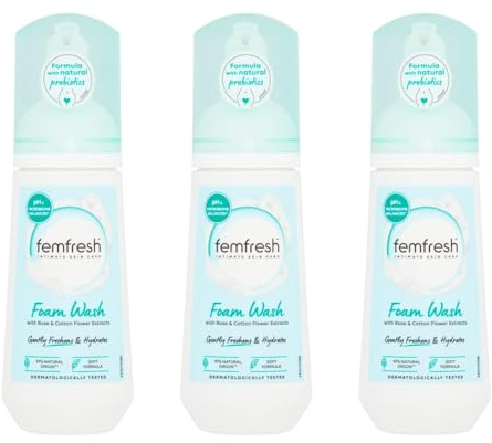 Intimate Skin Care Foam Wash with Rose & Cotton Flower Extracts, Natural Prebiotics, pH Balanced, 150ml, Pack of 3