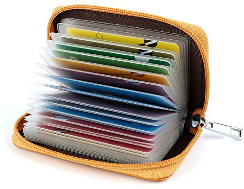 GERIINEER Porta Carte di Credito per Donna Uomo Pelle (Giallo)