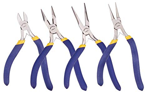 BENECREAT 4-teilige Precision Comfort Schmuckzange Set fur Schmuckherstellung - Lange Nase mit Cutter/Rundnase/Lange Nase/Seitenschneider