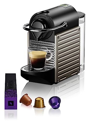 Krups Nespresso Pixie - Cafetera monodosis de cápsulas Nespresso, compacta y robusta, 19 bares, apagado automático, espressos y lungos, color plata, estilo industrial, incluye kit de bienvenida