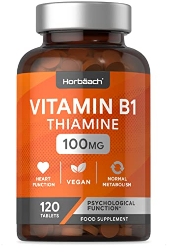 Vitamin B1 Hochdosiert 100mg Thiamin | 120 Vegane Tabletten | Ohne künstliche Zusätze | by Horbaach