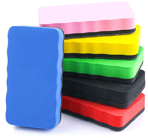 cobee Magnetisk whiteboard suddgummi, 6 st färgglada whiteboard-torradergummi med tjock filtdyna, magnetisk vit tavla, suddgummi, krittavla, rengöringstavla för klassrum, hemmakontor (6 färger)