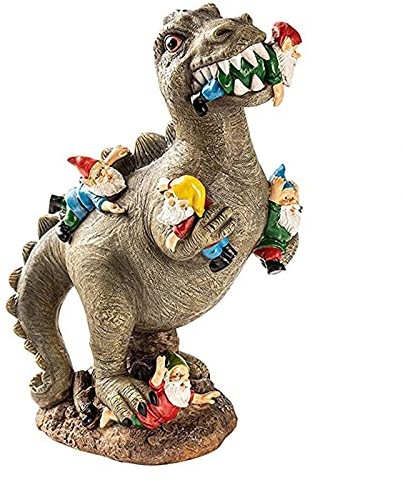 Statue da giardino con dinosauro, statuetta di dinosauro, statuetta divertente in resina, gnomi, decorazione per giardino, decorazione per esterni