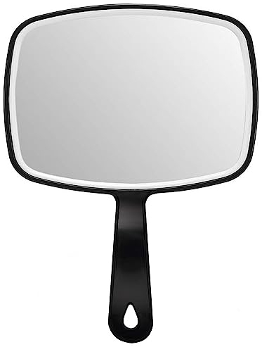 LATRAT 1 miroir à main double face noir, professionnel, à suspendre, carré, pour portable, maison et voyage (M)