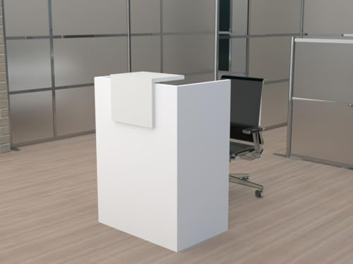 DUÓFIC Mostrador de Recepción y Oficina - Fácil Montaje, con Medidas de 80x105x50 cm. Incluye Cierres Laterales y embellecedor en Color Blanco. Fabricado en España. Envío a Toda la península.