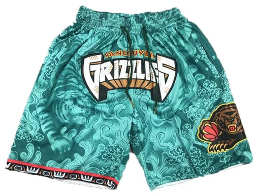 MCQOmcil Short de Basket-Ball NBA Grizzlies for Hommes, Pantalon de Sport Respirant à Haute élasticité (Color : A, Size : M)