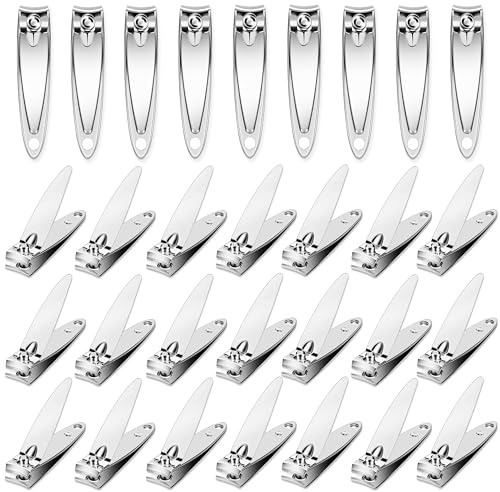AVERZELLA 30-Pack Fingernail Clippers Pack, Stainless Steel Small Nail Clippers in Bulk, Portable Travel Mini Finger Nail Clippers for Women Men Homeless Care Package Supplies Bulk Set