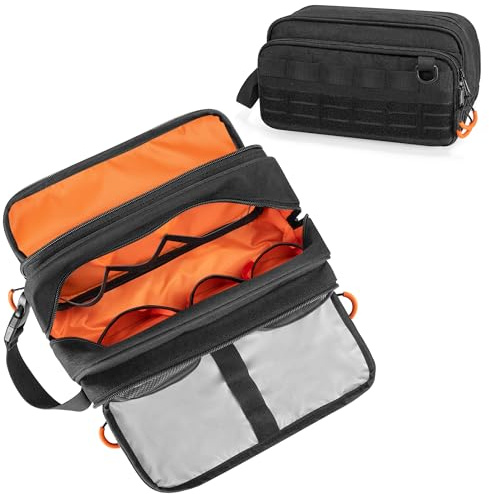 Prokva Trousse de toilette tactique de voyage pour homme, trousse Dopp, sac de rangement de rasage, noir, 10.6 x 6.7 x 6.1 in, Voyage