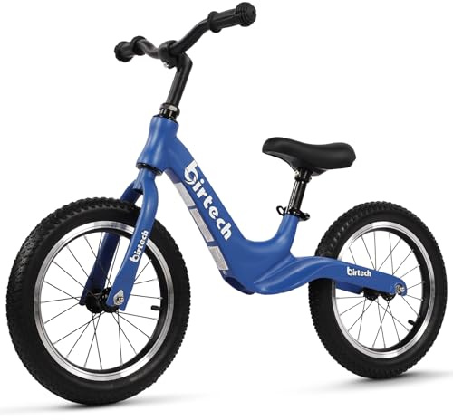 Birtech 14 Kids Balance Bike for 3,4,5,6 Year Old Boys and Girls, Air Tires with Magnesium Alloy Frame, Lightweight No Pedal Toddler Training Bicycle (Blue)