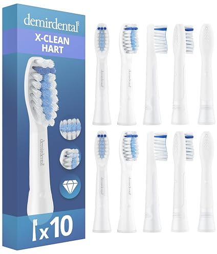 demirdental Aufsteckbürsten passend für Oral-B Pulsonic Aufsteckbürsten, Extra Clean, harte, 10er Pack