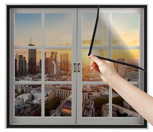 Pollenschutzgitter Fenster DoppeltüR 50x100cm Schwarz Fliegenvorhang BalkontüR Insektenschutz Fenster Rollo Insektenschutz füR Fenster und TüRen