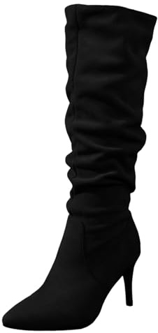 Dasongff Cuissardes Bottes Hautes Femme Sexy Haute Talon Aiguilles Longue Élégant Léopard Bout Pointu Bottes Montantes Chic Fête Soirée Cocktail Boots Femme Moto Vintage