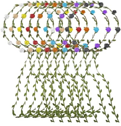 WUNZILO 8 pcs Corona di fiori Corona floreale multicolor Fasce per ghirlande floreali per accessori per capelli per ragazze ragazze, 8 colori