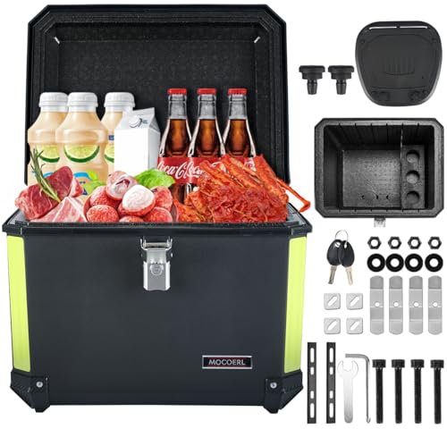 MOCOERL Motorradkoffer Topcase schwarz große Kapazität 70L -Wasserdicht ABS Plastik Top Case Gepäckträger Koffer Motorrad Box-Langlebige Isolierung zum Mitnehmen Box-Universelle Befestigungshalterung