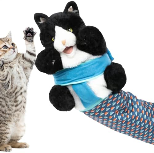 Katt brottning handdocka, kattdocka brottare, kattdocka brottare, brottare marionett, plysch handdocka med robust stoppning, kattunge interaktiv spellek för inomhus utomhus