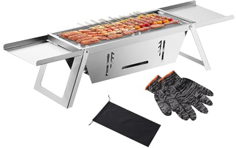 Bärbar Fällbar Grill För Kol,Fällbar Grill - Rostfritt Galler Resvänlig Platsbesparande För Camping Picknick Balkong