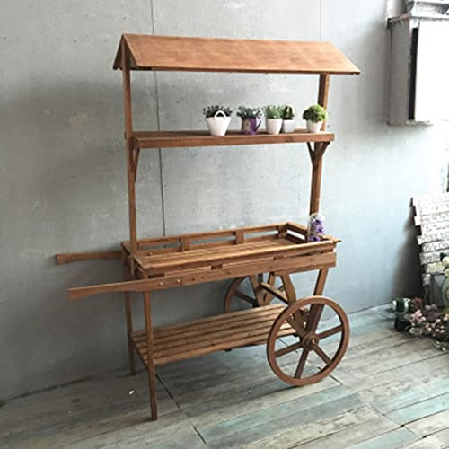 ZHANGshouf Carrello portafiori in Legno retrò, portaoggetti per Piante in Vaso, Decorazione per Balcone, Negozio di Fiori, Adatto per Giardino e Balcone
