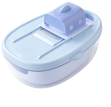 Râpe à légumes manuelle avec lame en acier inoxydable pour râper et trancher efficacement les carottes, pommes de terre et divers légumes dans la cuisine (bleu)