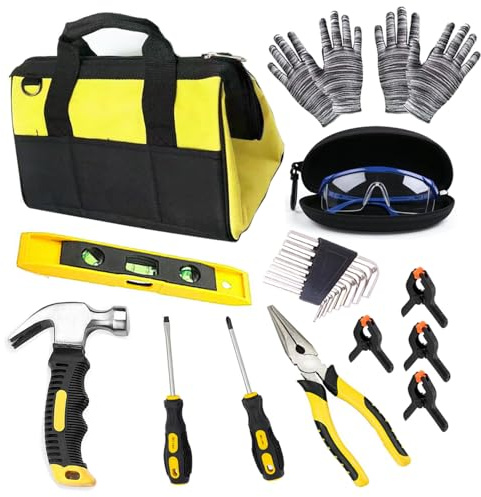QeeHeng 24-Pieces Kids Real Tool Set with Tool Bag for Boys & Girls Ages 6+