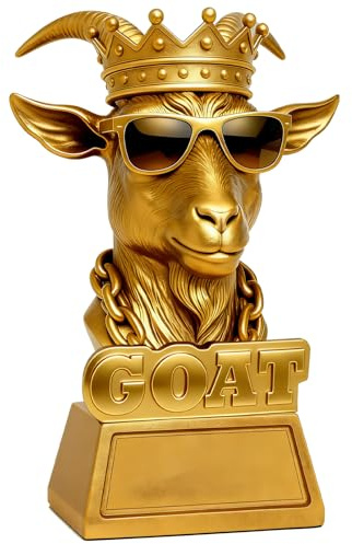 YUJUE Trophée de chèvre – Trophée humoristique Greatest of All Time de 16,3 cm, trophée G.O.A.T Greatest of All Time pour champion de football fantastique, MVP de bureau, reconnaissance des employés