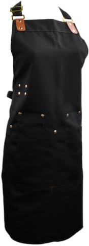 Syncharm Delantal de Cintura Largo, Delantal de Cocina Profesional de Lona Impermeable con 4 Bolsillos, Modelo para Camarero Camarera Uso en Restaurante Bar Café Barbacoa y Trabajo