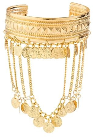 KHASCBNF Pulsera Para La Parte Superior Pulsera de Metal dorado con forma hoja y moneda for mujer, brazalete borla en la parte superior del brazo, accesorios joyería for vacaciones