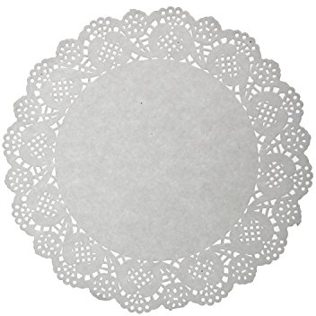 LJY 120 Pieces White Lace Round Paper Doilies Cake Packaging Pads Wedding Tableware Decoration (215mm)
