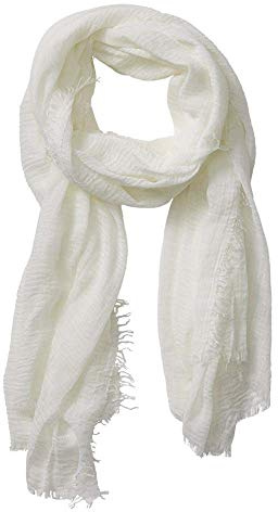 XRDSS Summer Cotton Blend Crinkle Vintage Soft Scarf with Fringed Edges 35 × 70 (White)