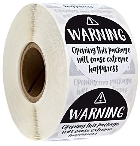 Black and White Adorable Warning Extreme Happiness Labels / 500 Cute Small Business Package Stickers / 1.5 Labels Adorable Happy Mail Envelope Seals/Made in The USA