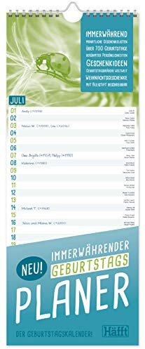 Häfft® XL Geburtstagsplaner immerwährend mit Geschenkeliste & Planungstools, zeitloser Wandkalender/Wandplaner Geburtstagskalender - nachhaltig & klimafreundlich