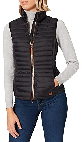 camel active Damen kurze leichte Steppweste mit elastischen Bündchen Schwarz, womenswear-36