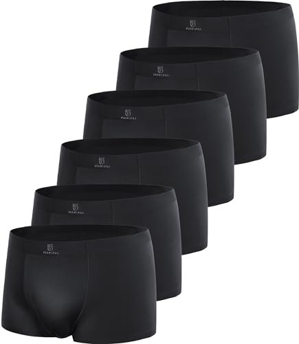 GLESTORE Unterhosen Männer Boxershorts Herren Microfaser Unterwäsche Herren Underwear 6Schwarz M