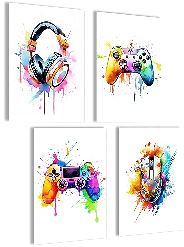 mojoliving Gaming Poster | Gaming Deko Bilder | Poster Wand für Gamer Jugendzimmer | Gaming Schild | Coole Geschenke für Gamer