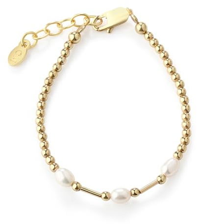 Cherished Moments Children's 14K Gold-plated over 925 Sterling Silver Bracelet with Cultured Pearls and Liquid Gold for Babies, Toddlers, and Little Girls (9 months - 4 Years)