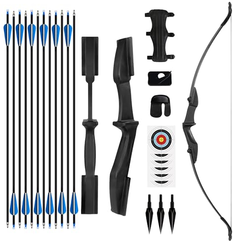 NorthSpoor Recurvebogen und Pfeil-Set, Takedown-Recurvebögen, Bogenschießen für Erwachsene, Links- und Rechtshänder, 40 lbs Langbogen, Geeignet für Zieltraining im Freien