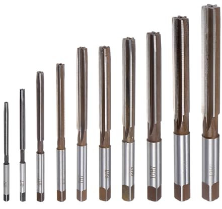 sourcing map 10pcs Hand Reamers Set 3mm 4mm 5mm 6mm 7mm 8mm 9mm 10mm 11mm 12mm H7 Metric Alloy Steel Reamer Bit Straight Flutes Steel Cutting Tool for Metal Wood Hole Reaming