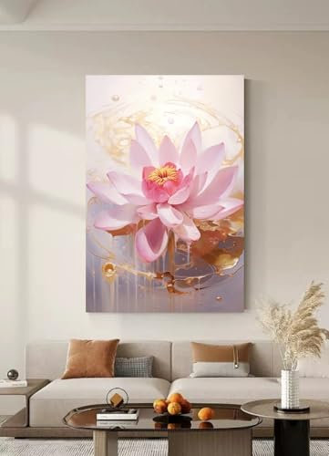 Taxpy Poster decoration murale Lotus rose,L,40 * 60cm Peinture Street Art Peinture À L'huile Impressions Sur Toile Moderne Pop Affiche Photo Sur Le Mur