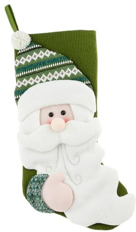 Irunfast Personalised Christmas Stockings, 15” Green Christmas Stocking Oversized Santa Socks Hanging Knitted Christmas Stockings Xmas Stocking for Christmas Holiday Party Decoration (Old Man)