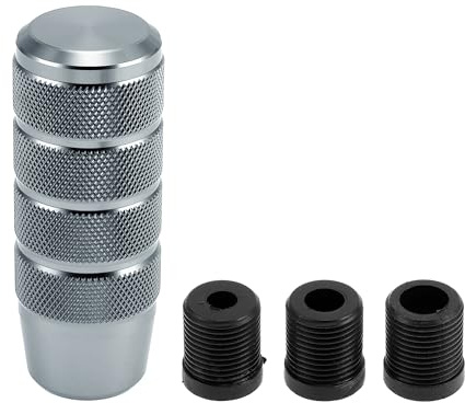 INFINAUTO 9.5cm Car Shift Knob with 3 Adapter Aluminum Alloy Gray | Universal, for Automatic and Manual Vehicle, Gear Shifter Knob, with 3 Adapter, Aluminum Alloy, Gray