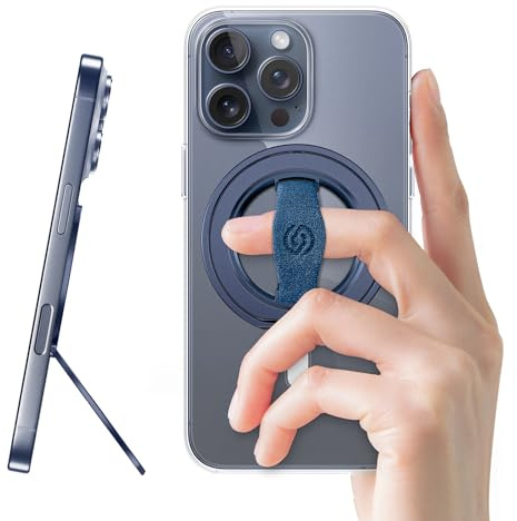 EWA MagOne 3rd Gen [Compatible with MagSafe] Phone Grip Stand with Finger Strap, Removable Magnetic Ring Holder Kickstand Loop for iPhone 17,16,15,14,13,12 Series-(Blue)