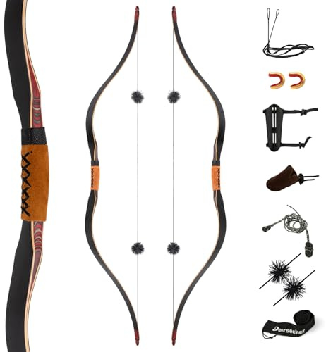Deerseeker Archery 59 Longbow Traditional Bow Set Ambidextrous Horsebow Handmade Recurve Bows for Adults & Youth Hunting Target Shooting 20-60lbs