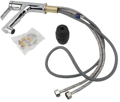 Rubinetto Estraibile per Lavabo Bagno, Miscelatore Monocomando con Doccetta Estrattibile in Ottone Cromato, per Lavandino Moderno