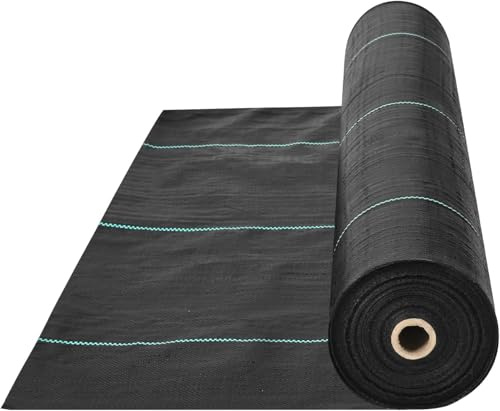 OutdoorVibe Toile de protection contre les mauvaises herbes de 1,8 x 30,5 m, 90,7 g, tissu tissé paysager, facile à installer, tapis de contrôle des mauvaises herbes pour serre, cour, parterre de