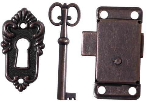 Uonlytech Cerradura Vintage Para Gabinetes Con Llave Kit De Cerraduras Antiguas 3 Piezas Instalación Fácil Adecuado Para Muebles 53 * 26mm Incluye Tornillos